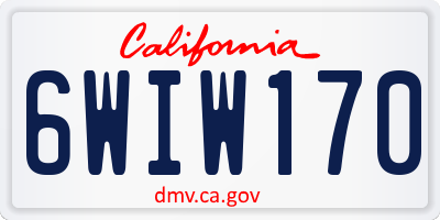 CA license plate 6WIW170