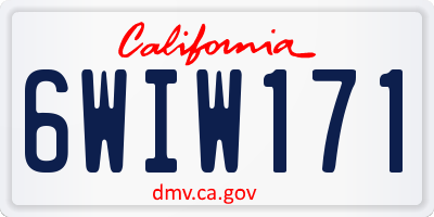 CA license plate 6WIW171