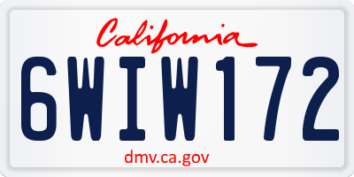 CA license plate 6WIW172