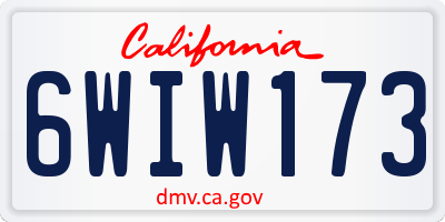 CA license plate 6WIW173