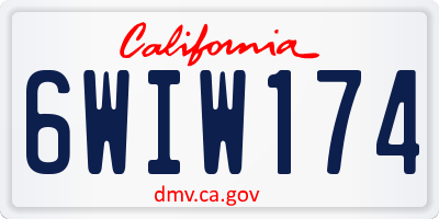 CA license plate 6WIW174