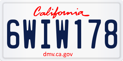 CA license plate 6WIW178