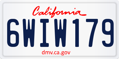 CA license plate 6WIW179
