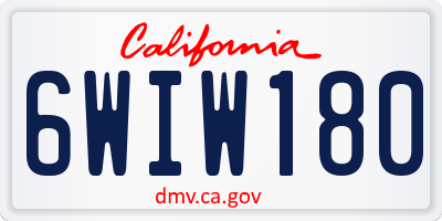 CA license plate 6WIW180