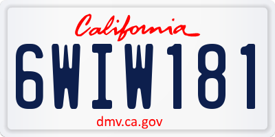 CA license plate 6WIW181