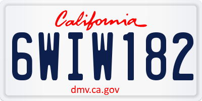 CA license plate 6WIW182
