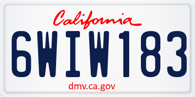 CA license plate 6WIW183