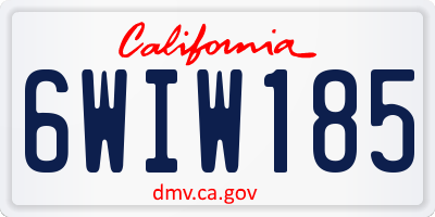 CA license plate 6WIW185