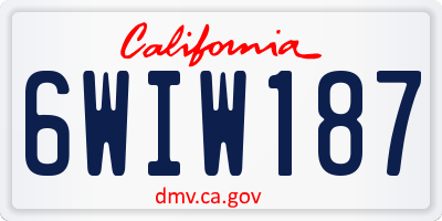 CA license plate 6WIW187