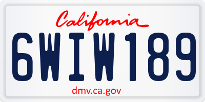 CA license plate 6WIW189