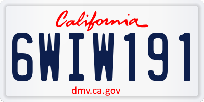 CA license plate 6WIW191
