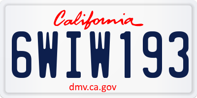 CA license plate 6WIW193