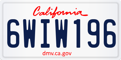 CA license plate 6WIW196