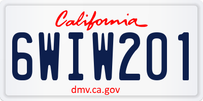 CA license plate 6WIW201