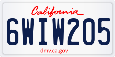 CA license plate 6WIW205