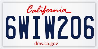 CA license plate 6WIW206