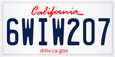 CA license plate 6WIW207