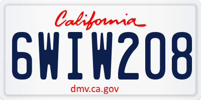 CA license plate 6WIW208