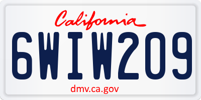 CA license plate 6WIW209