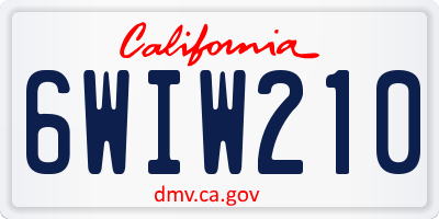 CA license plate 6WIW210