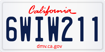 CA license plate 6WIW211