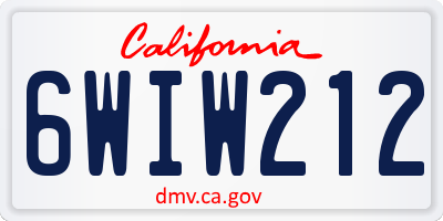 CA license plate 6WIW212