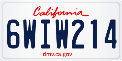 CA license plate 6WIW214