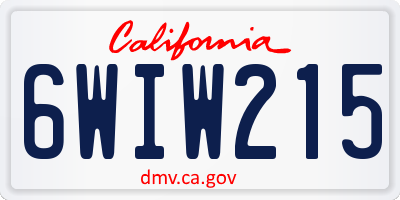 CA license plate 6WIW215