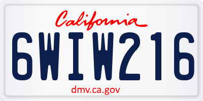 CA license plate 6WIW216
