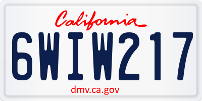 CA license plate 6WIW217
