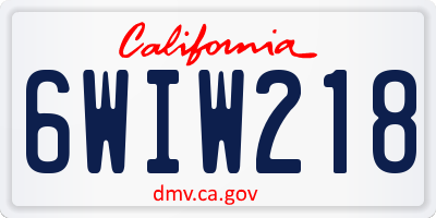 CA license plate 6WIW218