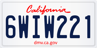 CA license plate 6WIW221