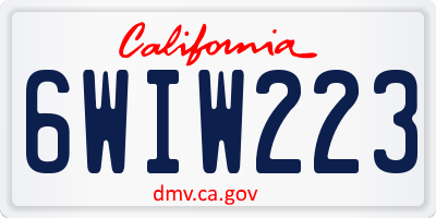 CA license plate 6WIW223
