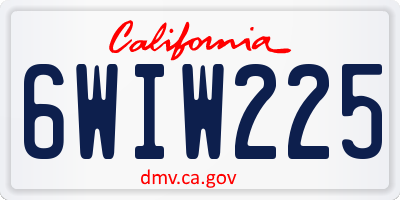 CA license plate 6WIW225