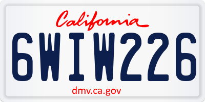 CA license plate 6WIW226
