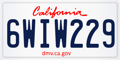 CA license plate 6WIW229