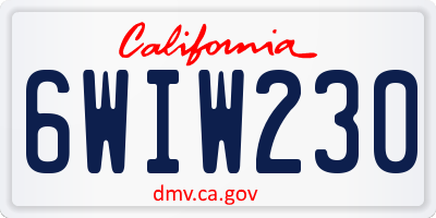 CA license plate 6WIW230