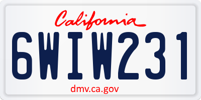 CA license plate 6WIW231