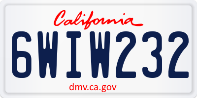 CA license plate 6WIW232