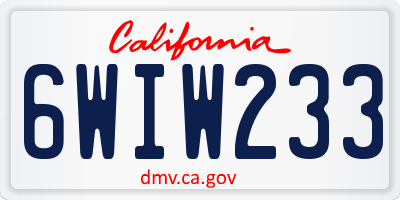 CA license plate 6WIW233