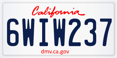 CA license plate 6WIW237