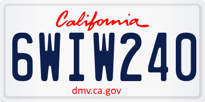 CA license plate 6WIW240
