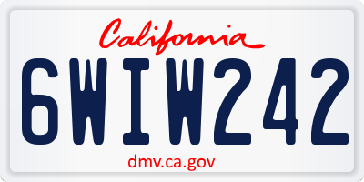 CA license plate 6WIW242