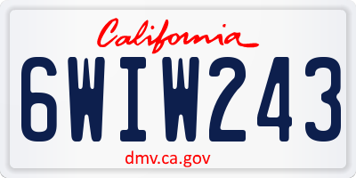 CA license plate 6WIW243