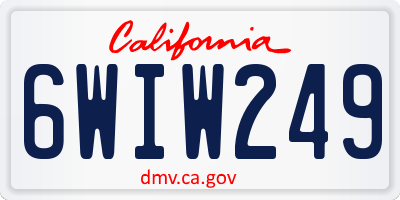 CA license plate 6WIW249