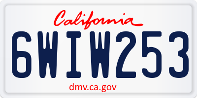 CA license plate 6WIW253