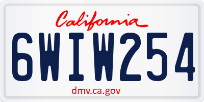 CA license plate 6WIW254