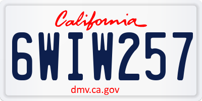 CA license plate 6WIW257