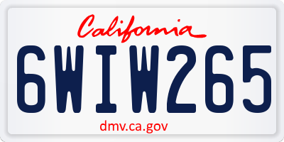 CA license plate 6WIW265