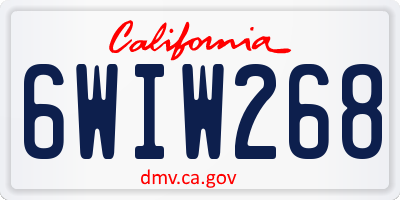 CA license plate 6WIW268